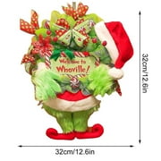 Christmas Grinch Front Door Garland Wall Hanging Plush Decoration Christmas Party Creative Props